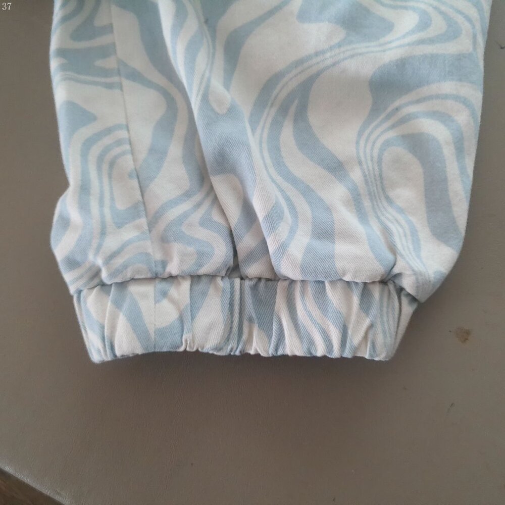 FOREVER 21+ Button & Zip Elastic Waist White w/Light Blue Swirl Design Pants 1XL - Picture 13 of 13
